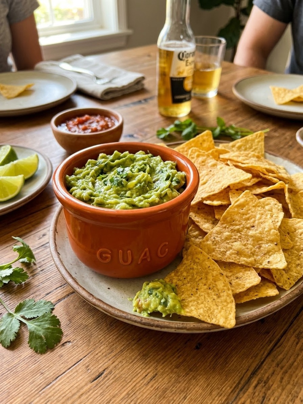 Guac Ceramic Dip Bowl in Orange for Serving, The Main Ingredients Stonewear